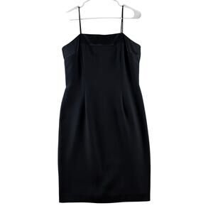 JR Nites Caliendo Black Satin Trim Y2K Spaghetti Strap Dress 33" Bust No Stretch